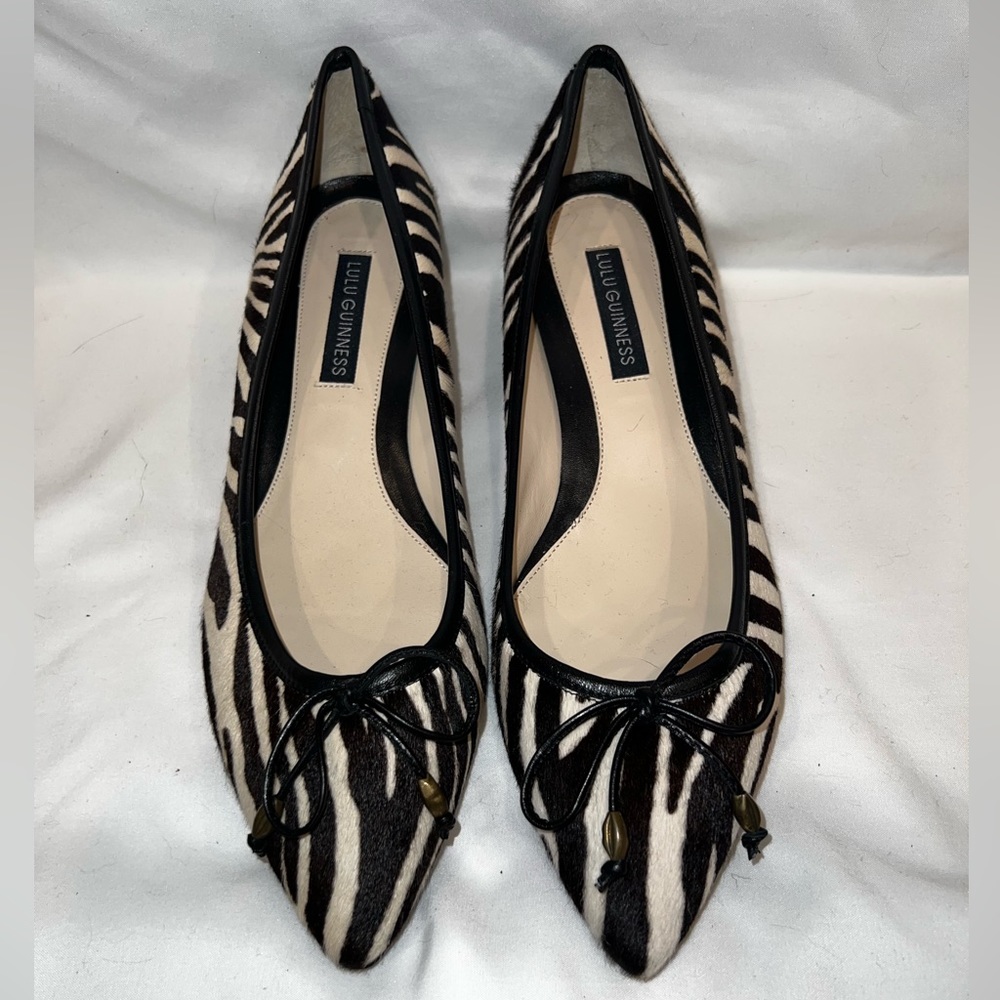 Lulu Guinness zebra kitten heel pumps
